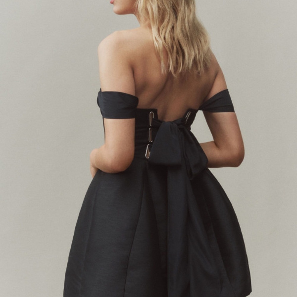 BHLDN 'Lydia' Off-The-Shoulder Corset Mini Dress in Black (NWT) - Picture 2 of 4